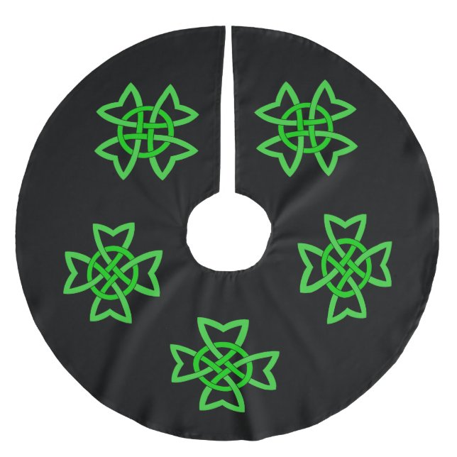 Irish Grönt Celtic Knot Julgransmatta Borstad Polyester (Framsidan)