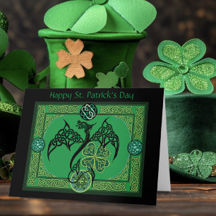 Irish Grönt Dragon Celtic Kort