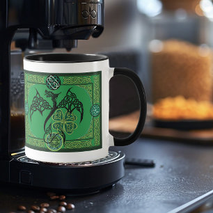 Irish Grönt Dragon Celtic Mugg
