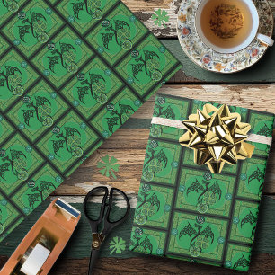 Irish Grönt Dragon Celtic Presentpapper