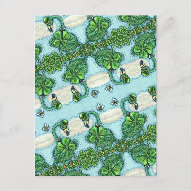 IRISH GRÖNT FLAMINGO, CUTE LYCKLIG ST. PATRICK'S D HELG VYKORT (Framsida)