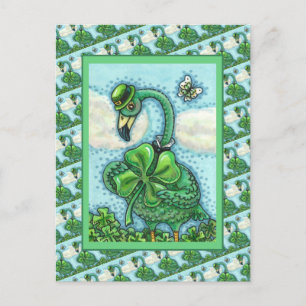 IRISH GRÖNT FLAMINGO, CUTE LYCKLIG ST. PATRICK'S D HELG VYKORT