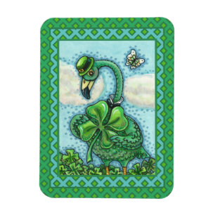 IRISH GRÖNT FLAMINGO, CUTE LYCKLIG ST. PATRICK'S D MAGNET