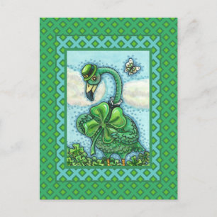 IRISH GRÖNT FLAMINGO, CUTE LYCKLIG ST. PATRIKS DAG HELG VYKORT