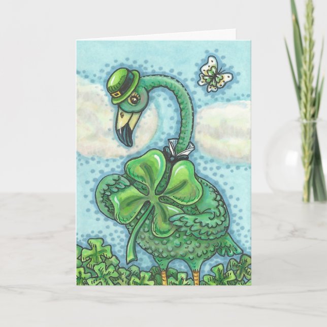Irish Grönt Flamingo ST. PATRICK'S DAY CARD Verse Kort (Framsida)