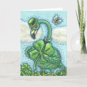 Irish Grönt Flamingo ST. PATRICK'S DAY CARD Verse Kort