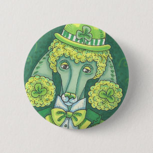 IRISH GRÖNT FRANSK PUDEL, HUND BUTTON Round Knapp