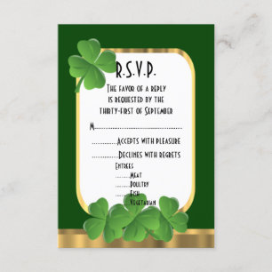 Irish grönt, guld shamrock bröllop R.S.V.P. OSA Kort