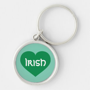 Irish Grönt Heart Rund Silverfärgad Nyckelring