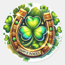 Irish Grönt Horseshoe Shamrocks Illustration