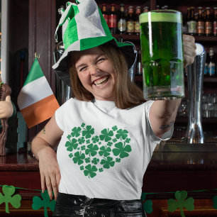 Irish Grönt Klöver Heart St. Patrick's Day T Shirt