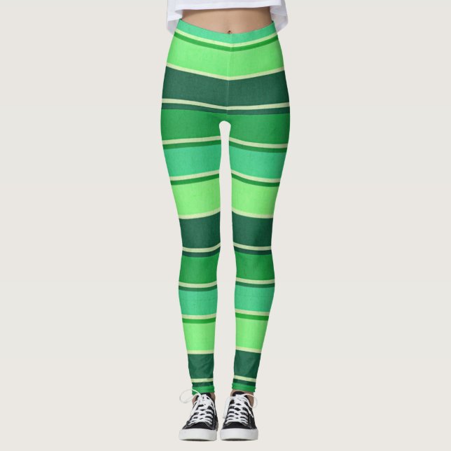 Irish Grönt Rand Patern St patrick's day Leggings (Framsida)