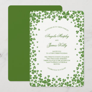 Irish Grönt Shamrock Bröllop Inbjudningar
