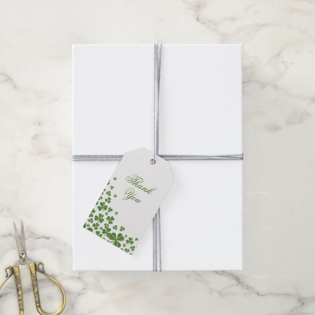Irish Grönt Shamrock Bröllop Presentetikett (Med Snöre)