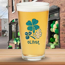 Irish Grönt Shamrock Klöver Personlig Glaskopp
