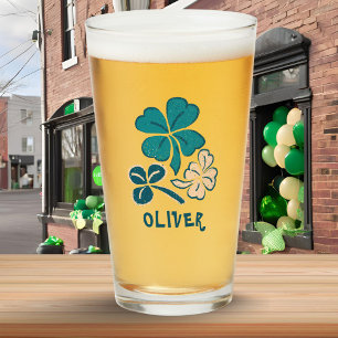 Irish Grönt Shamrock Klöver Personlig Glaskopp