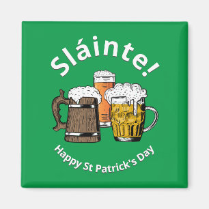Irish Grönt Sláinte Tecknad Öl St patricks day Magnet