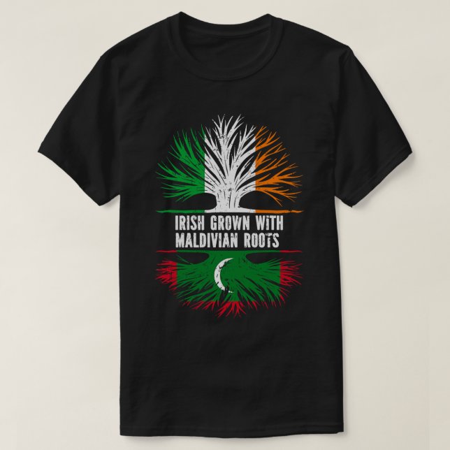 Irish Grown with Maldivian Roots Ireland Flagga T Shirt (Design framsida)