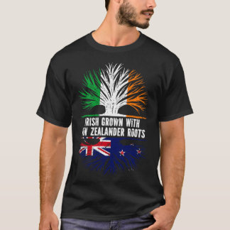 Irish Grown with New Zealander Roots Ireland Flagg T Shirt