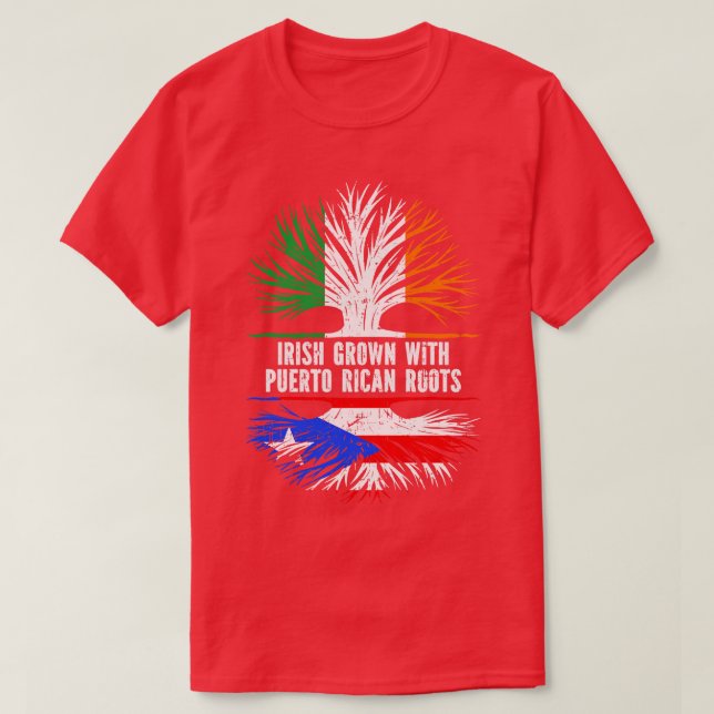 Irish Grown with Puerto Rican Roots Ireland Flagga T Shirt (Design framsida)