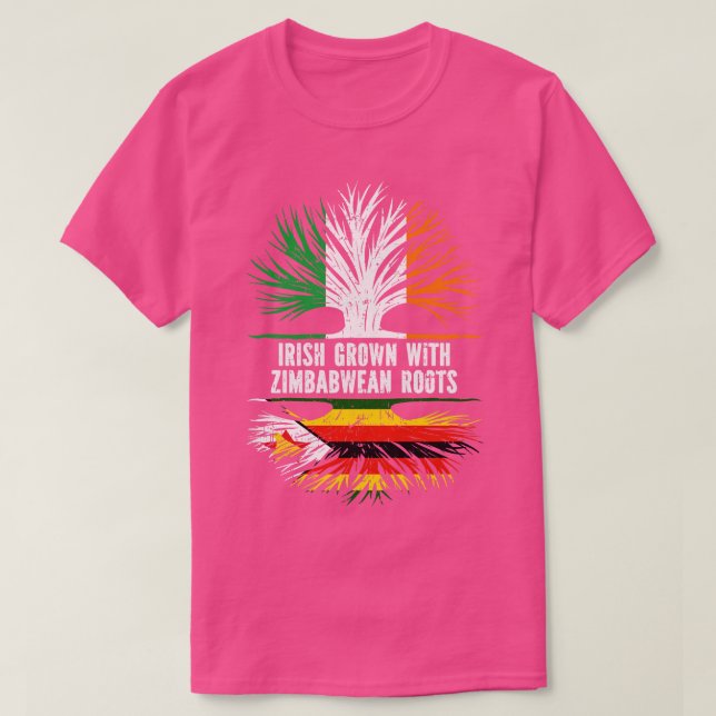 Irish Grown with Zimbabwe Roots Ireland Flagga T Shirt (Design framsida)