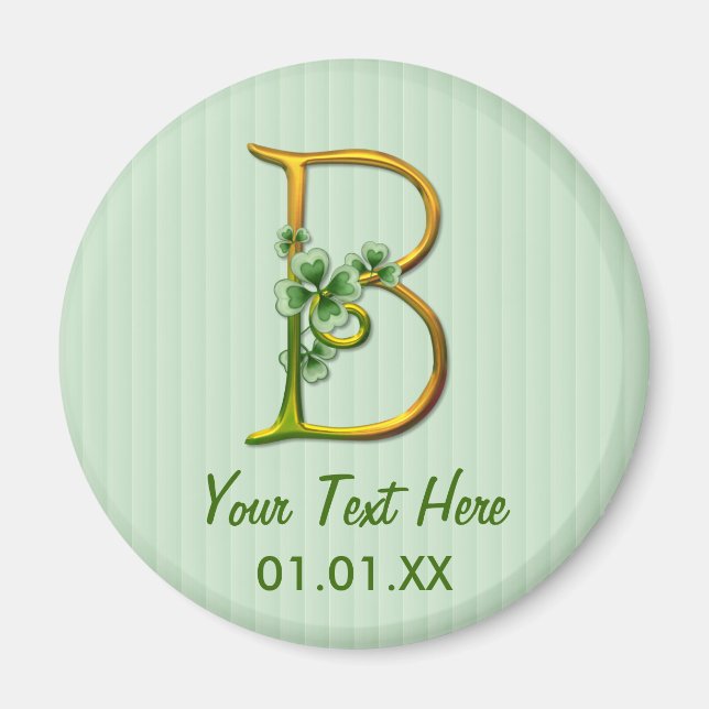 Irish Guld Monogram B Magnet (Framsidan)