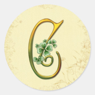 Irish Guld Monogram C Runt Klistermärke
