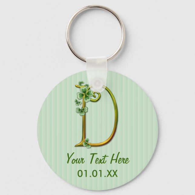 Irish Guld Monogram D-Customize Nyckelring (Framsida)