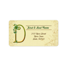 Irish Guld Monogram D-etikett Adressetikett