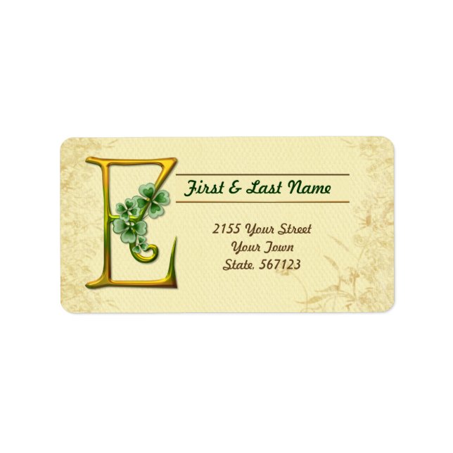 Irish Guld Monogram E-etikett Adressetikett (Framsidan)