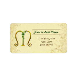 Irish Guld Monogram M-etikett Adressetikett