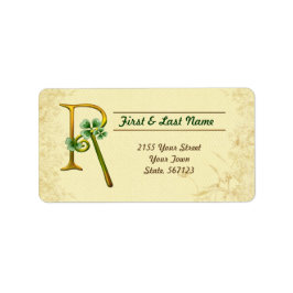 Irish Guld Monogram R-etikett Adressetikett