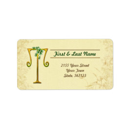 Irish Guld Monogram T Label Adressetikett