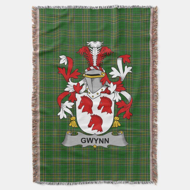 Irish Gwynn Jackar om Arm Family Crest Ireland Filt (Framsidan Vertikal)
