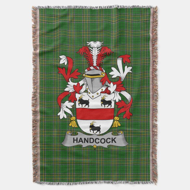 Irish Handcock Jackar om Arm Family Crest Ireland Filt (Framsidan Vertikal)
