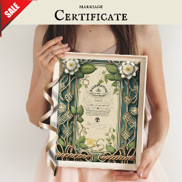 IRISH HANDFASTSTING CERTIFICATE GRÖNT CELTIC PAGAN POSTER