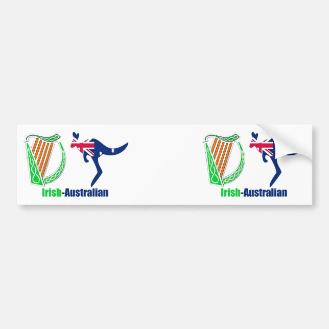 Irish Harp-Australia flagga Bumper-Sticker Bildekal (Framsidan)