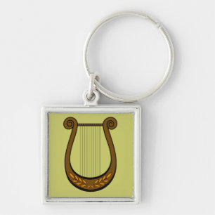 Irish Harp Fyrkantig Silverfärgad Nyckelring