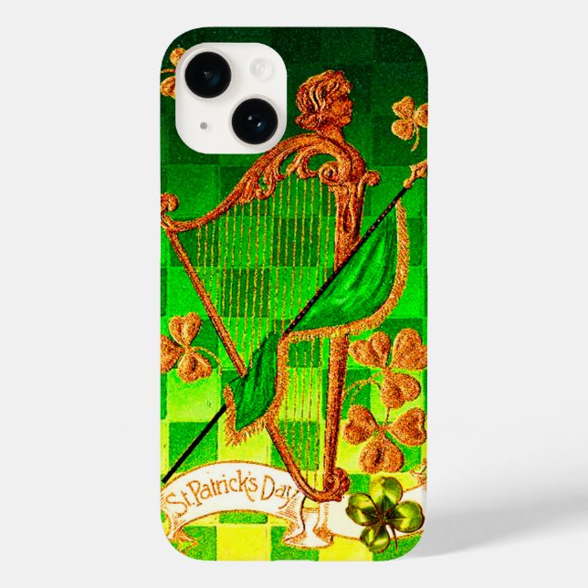 IRISH HARP, GRÖNT GULD SHAMROCKS St patrick's day (Baksida)