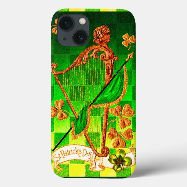 IRISH HARP, GRÖNT GULD SHAMROCKS St patrick's day (Baksida)