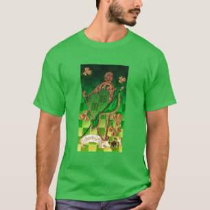IRISH HARP, GRÖNT GULD SHAMROCKS St patrick's day Tee