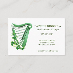 Irish Harp och Shamrocks Visitkort