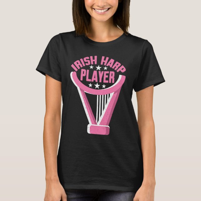 Irish Harp Player Harp T Shirt (Framsida)