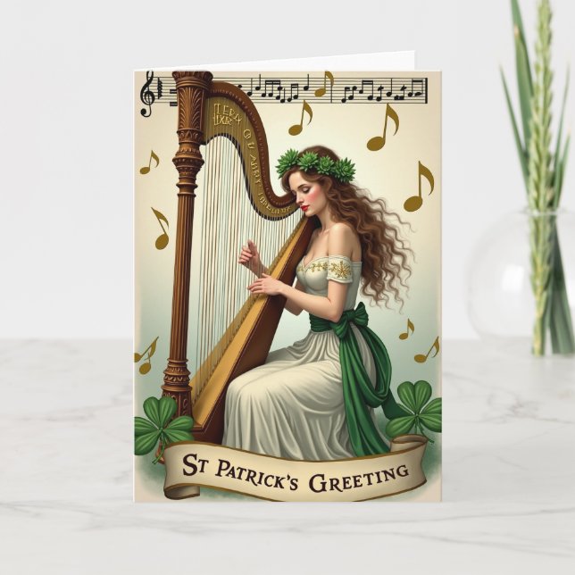 Irish Harp Serenade St Patricks Card Kort (Framsida)