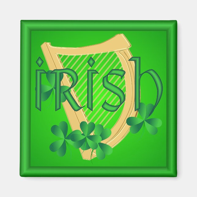 Irish Harp & Shamrock Magnet (Framsidan)