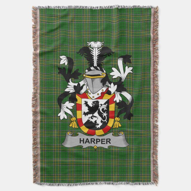 Irish Harper Jackar om Arm Family Crest Ireland Filt (Framsidan Vertikal)