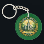 Irish Heritage - Dublin<br><div class="desc">A compact keychain featuring a striking Irish heritage emblem inspired by Dublin landmarks and Celtic artistry. The detailed design with shamrocks and classic Irish colors makes it a meaningful everyday accessory or a memorable souvenir for lovers of Irish culture.</div>