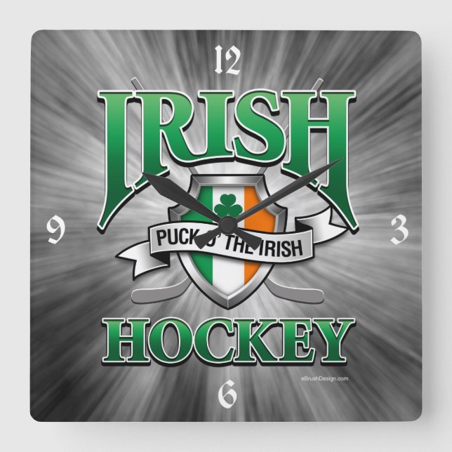 Irish Hockey Square Wall Clock Fyrkantig Klocka (Framsida)