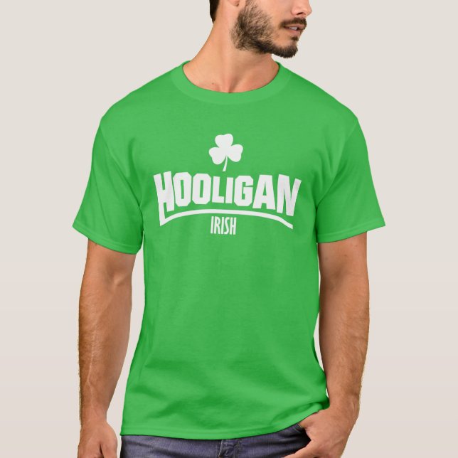 Irish Hooligan St patricks day Shamrock Klöver Gre T Shirt (Framsida)