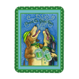 IRISH HOUND HUNDAR, ST. PATRICKS DAGLIGA GRÖNT MAGNET